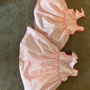 Janie and Jane pink silk dresses for sisters